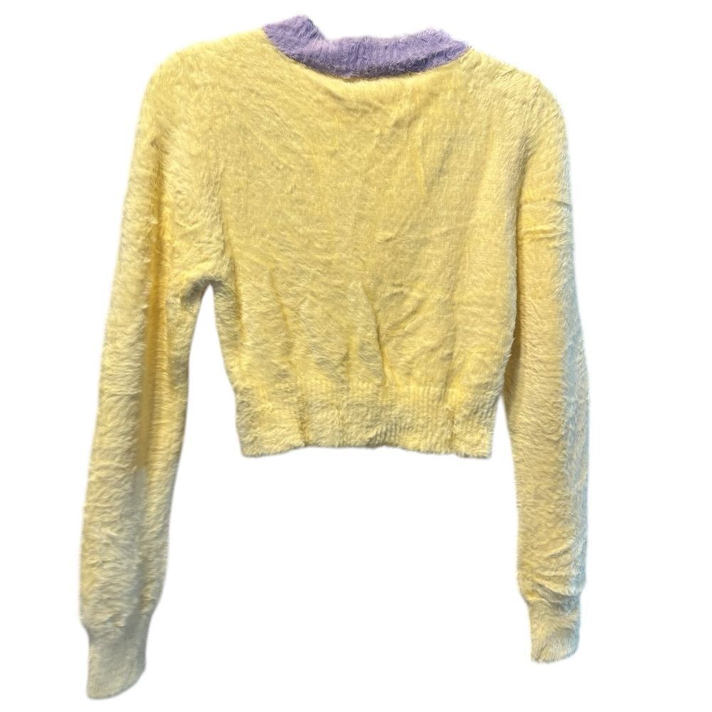 NWT For Love & Lemons Women’s Stella Yellow Purple Cropped Cardigan Sweater - L - Picture 9 of 10
